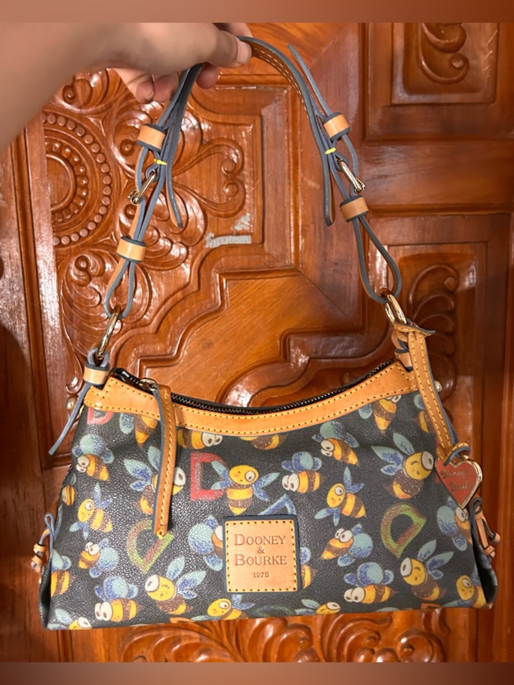 Dooney & Bourke bumble bee aop print mini shoulder bag